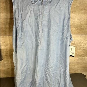 Diane Gilman Half Zip Sleeveless Chambray Midi Dress - 4X NWT